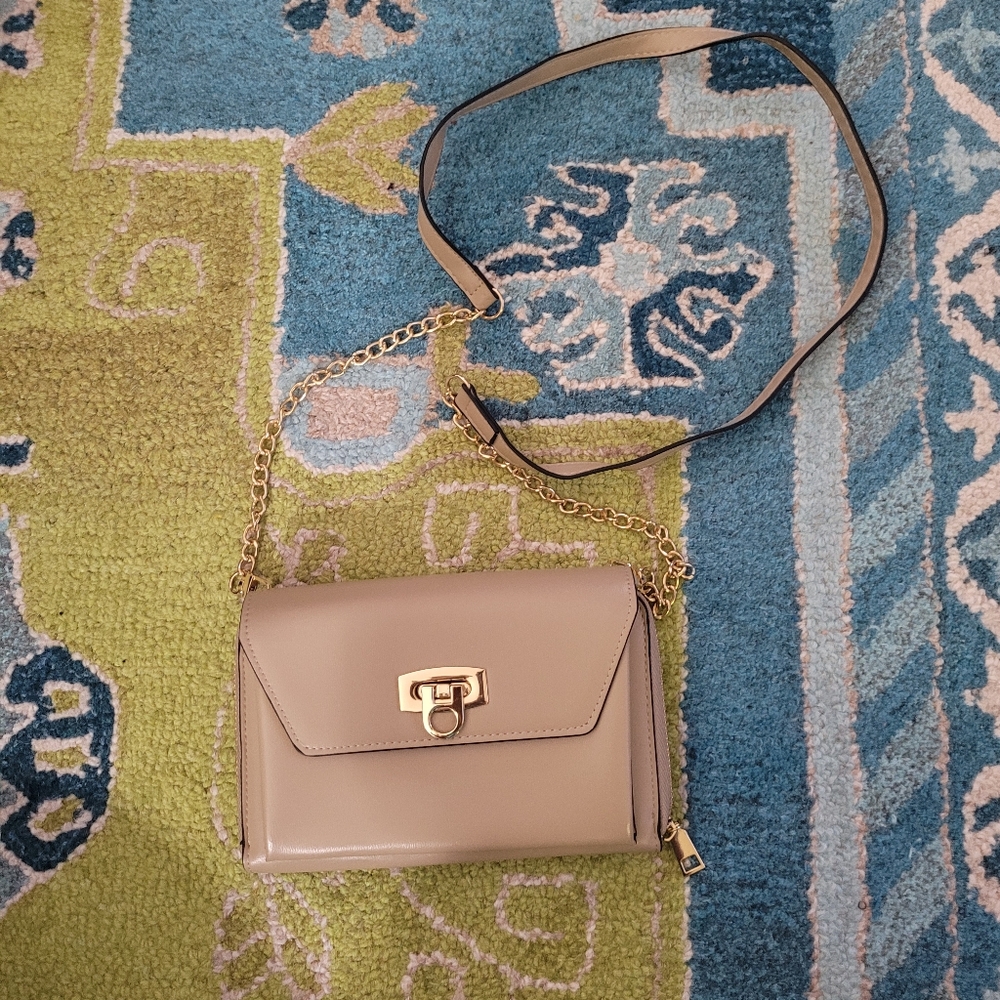 Beige Leather Clutch